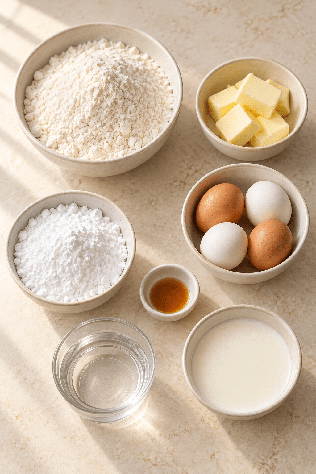 almond kringle ingredients measured and arranged