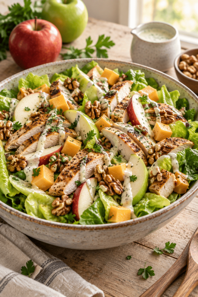 chicken salad with apples finished dish