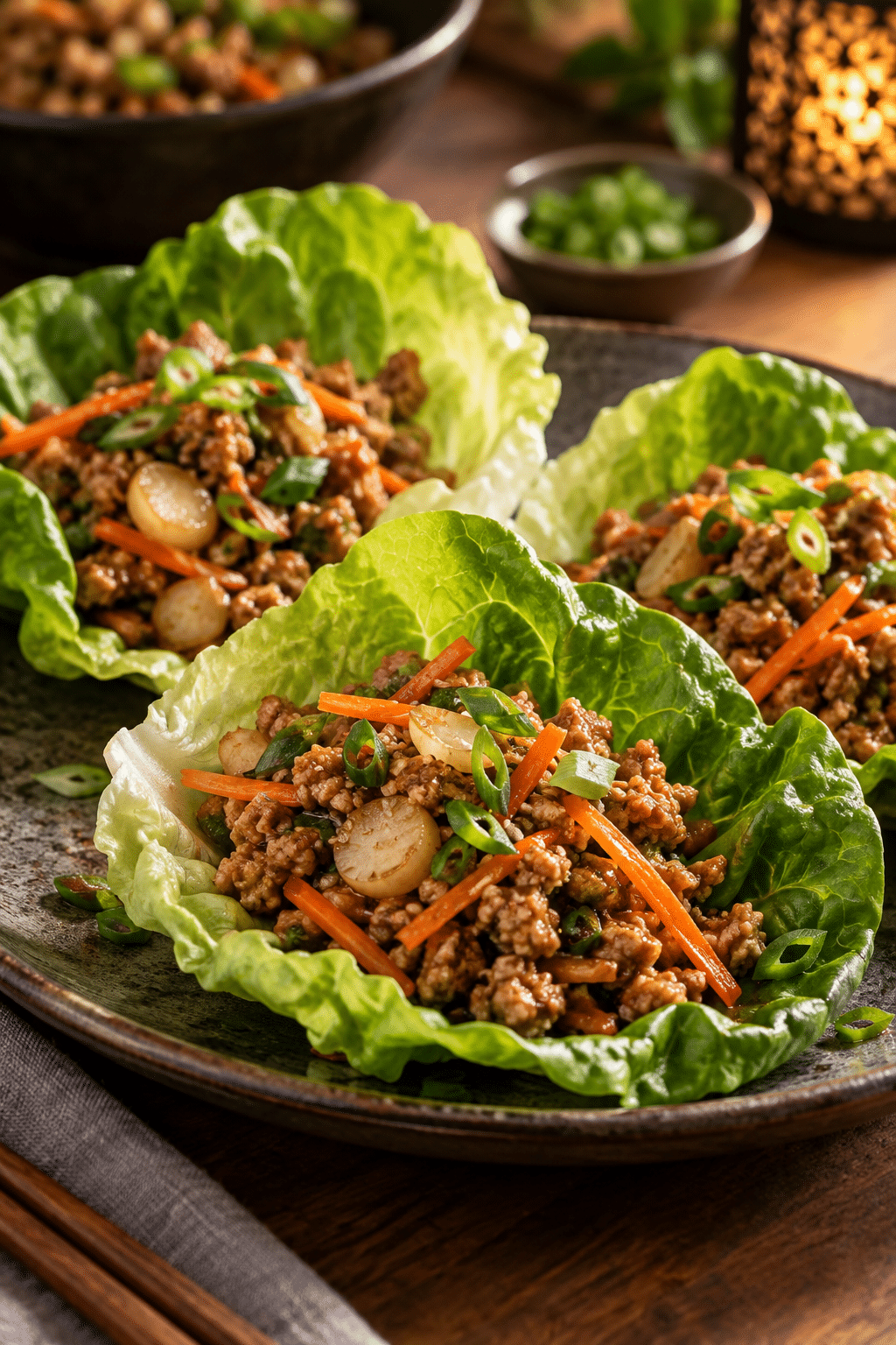 Asian lettuce wraps finished dish