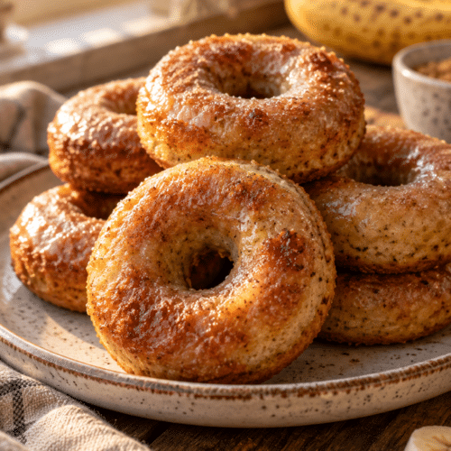 banana bread donuts on a plate