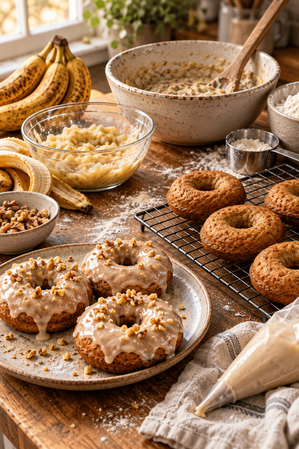 process for banana bread donuts