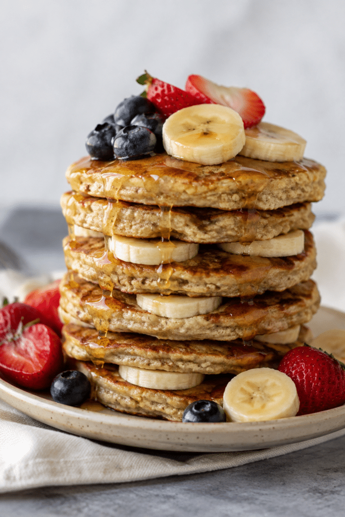 banana oatmeal pancakes finished dish