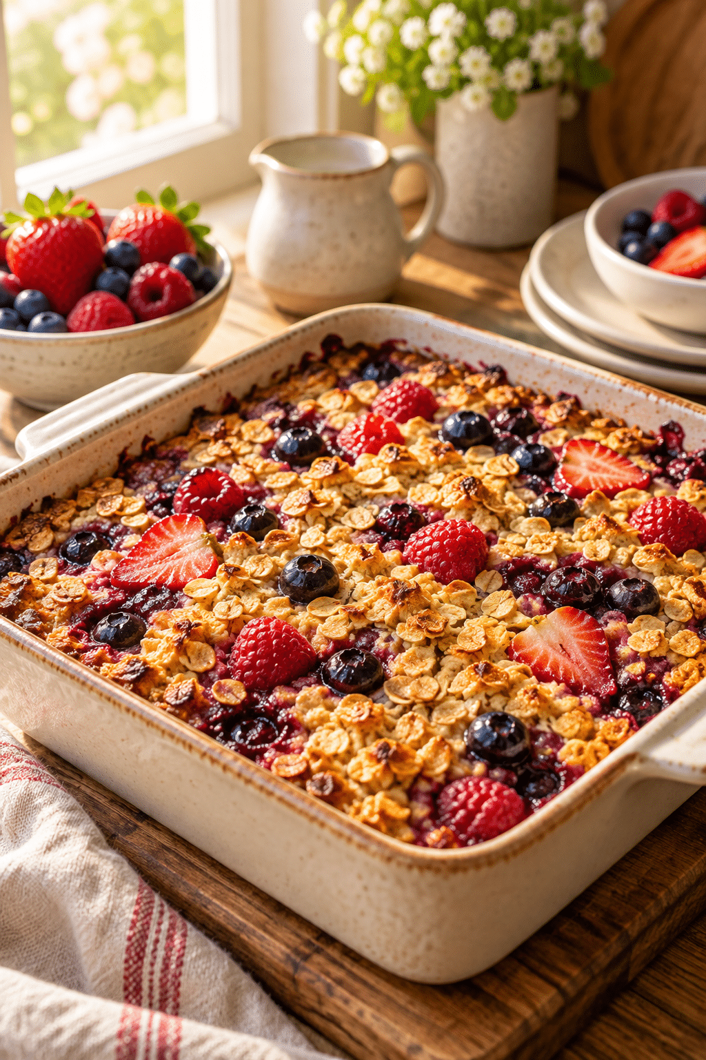 berry baked oatmeal with mixed berries