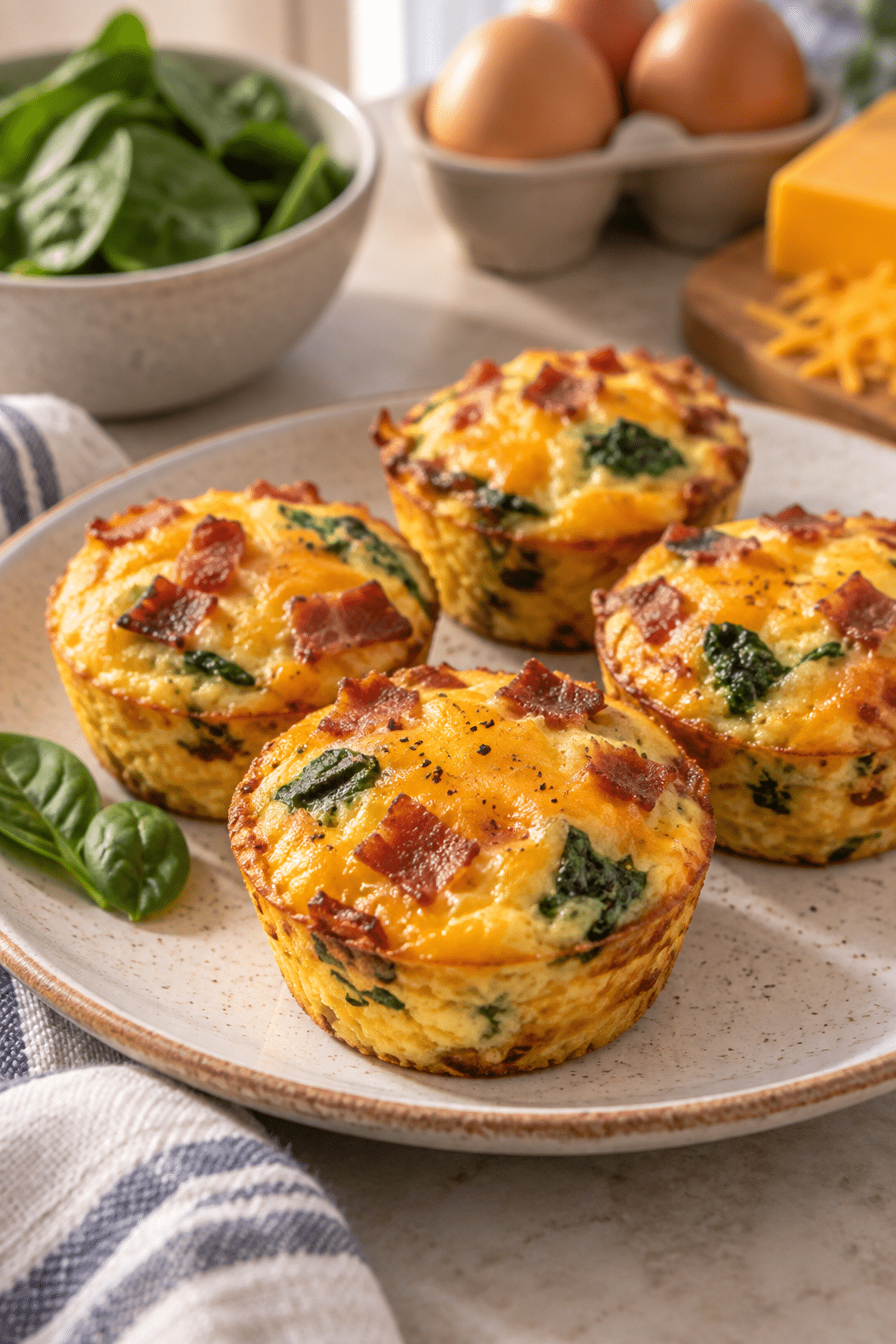 baked breakfast egg cups served for meal prep