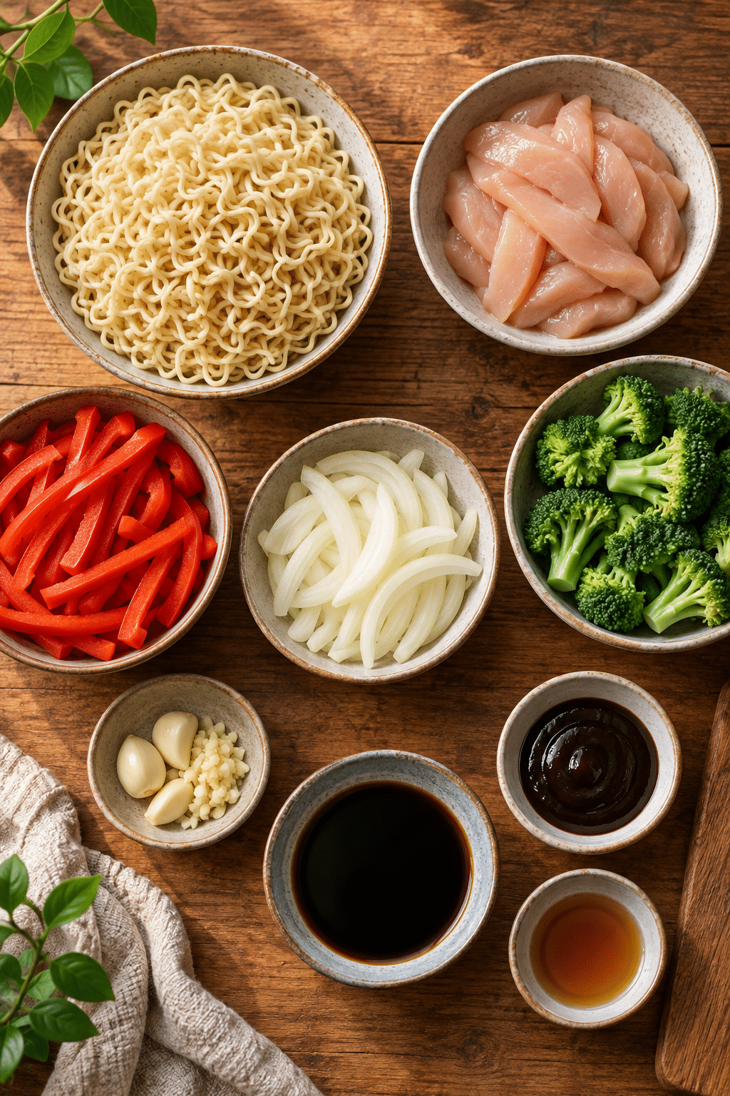ingredients for chicken ramen stir fry