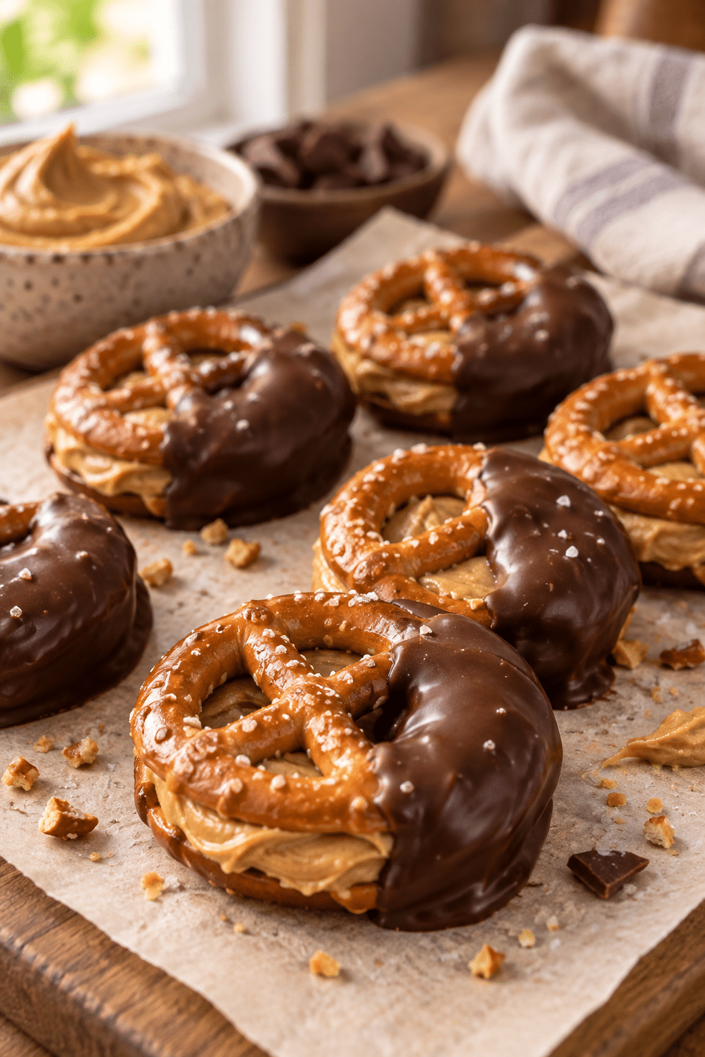 chocolate dipped peanut butter pretzels