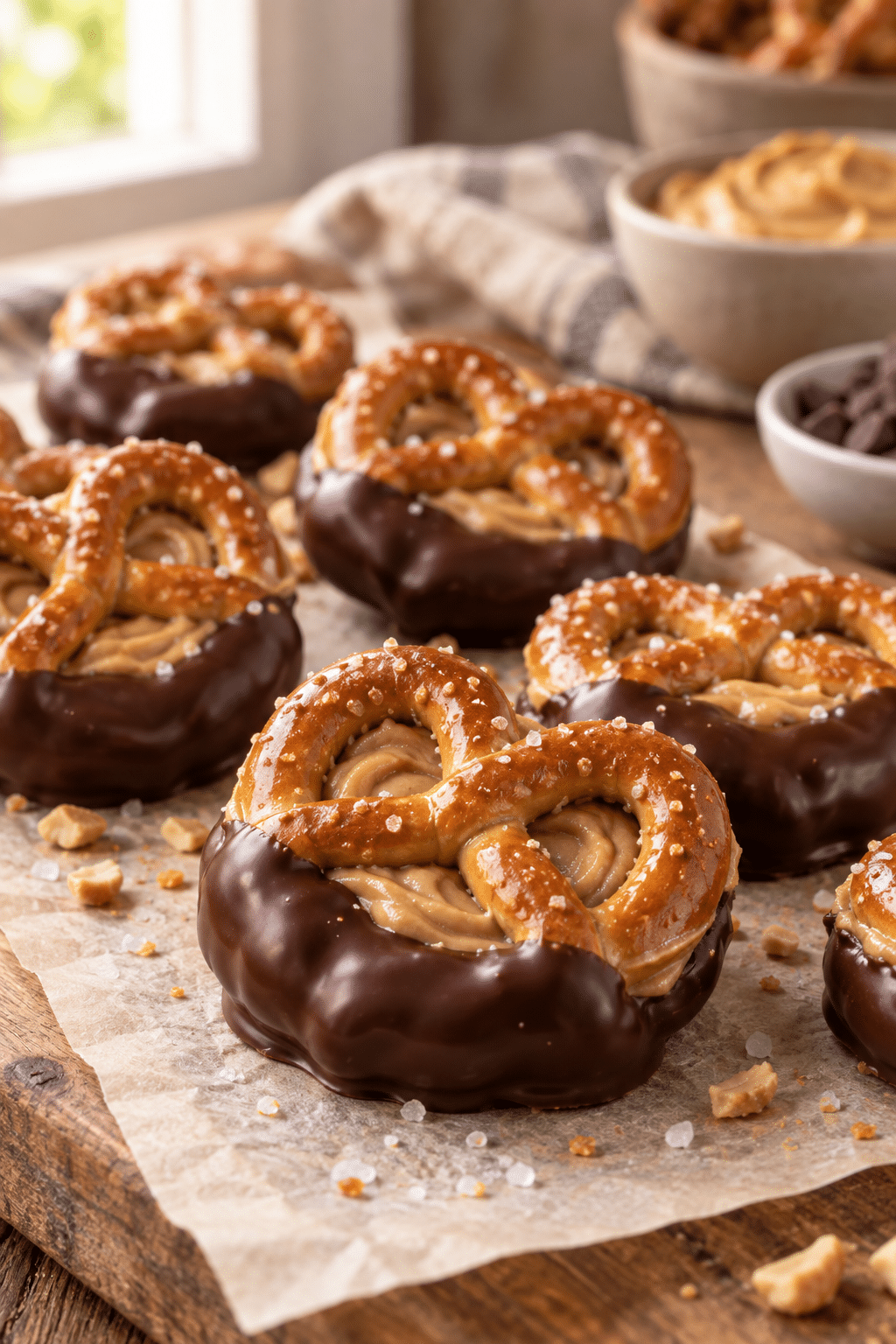 ingredients for chocolate dipped peanut butter pretzels