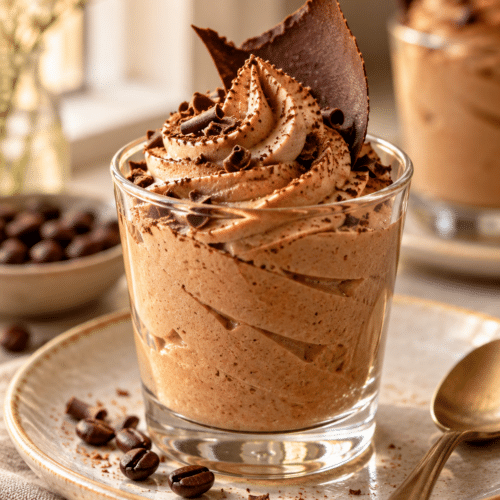 coffee mousse dessert in a glass