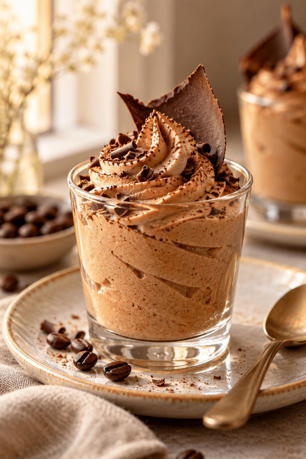 coffee mousse dessert in a glass