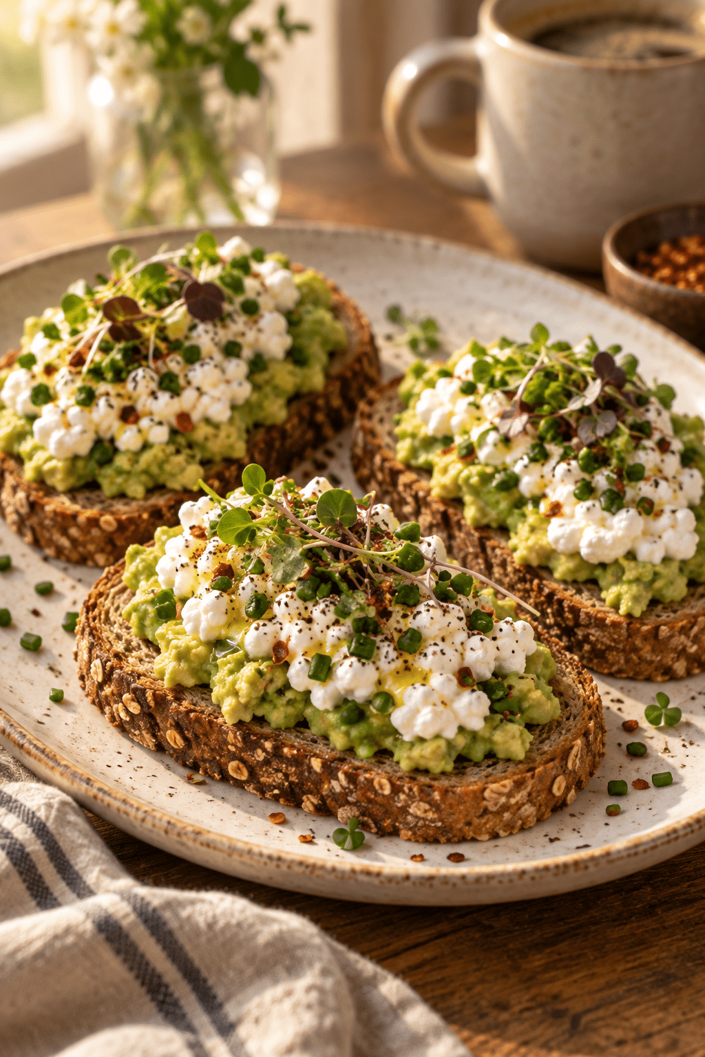 cottage cheese avocado toast with chives