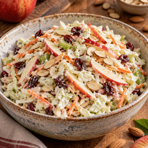 creamy cranberry apple slaw with apples and cranberries