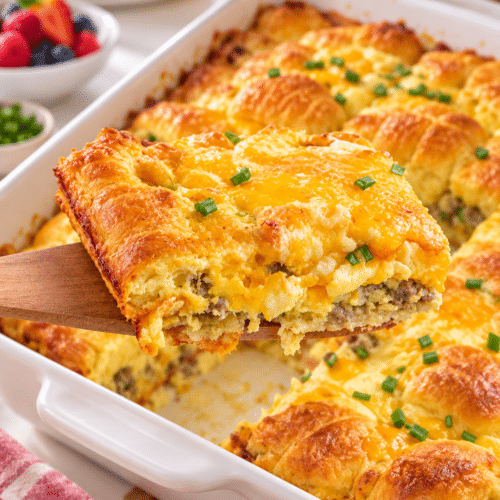 crescent roll breakfast casserole with sausage and cheese