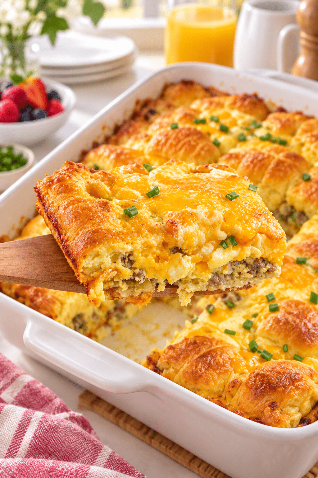 crescent roll breakfast casserole with sausage and cheese