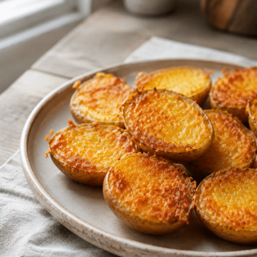 crispy Parmesan potato bites finished and ready to serve