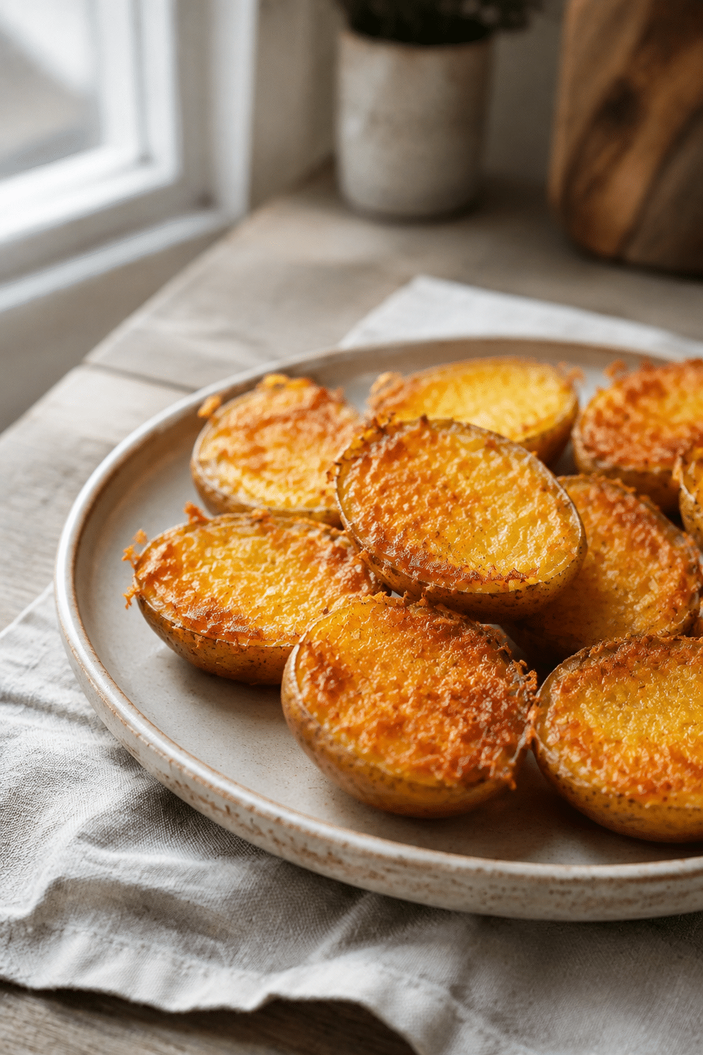 crispy Parmesan potato bites finished and ready to serve
