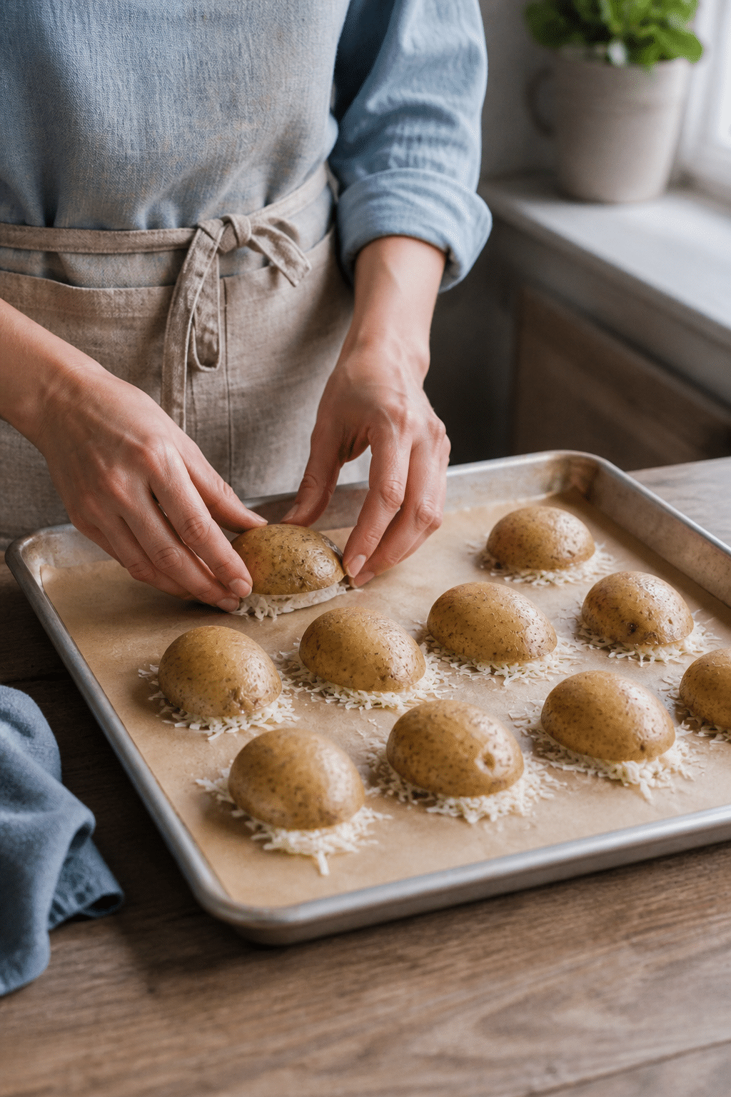 crispy Parmesan potato bites preparation in progress