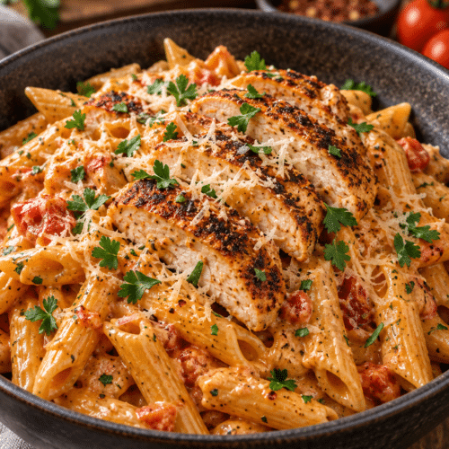 creamy Cajun chicken pasta in a bowl