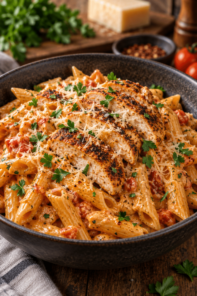 creamy Cajun chicken pasta in a bowl