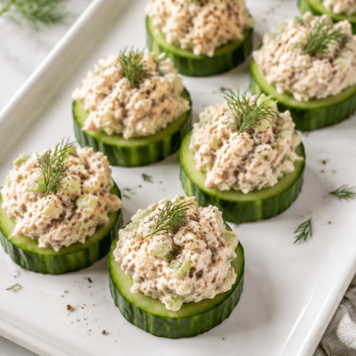 cucumber tuna bites finished dish