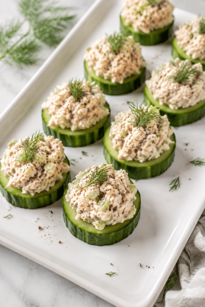 cucumber tuna bites finished dish
