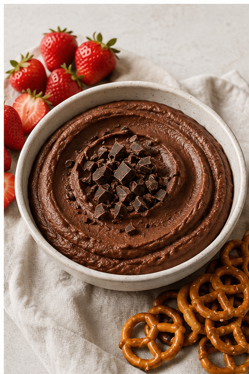 dark chocolate hummus ready to serve