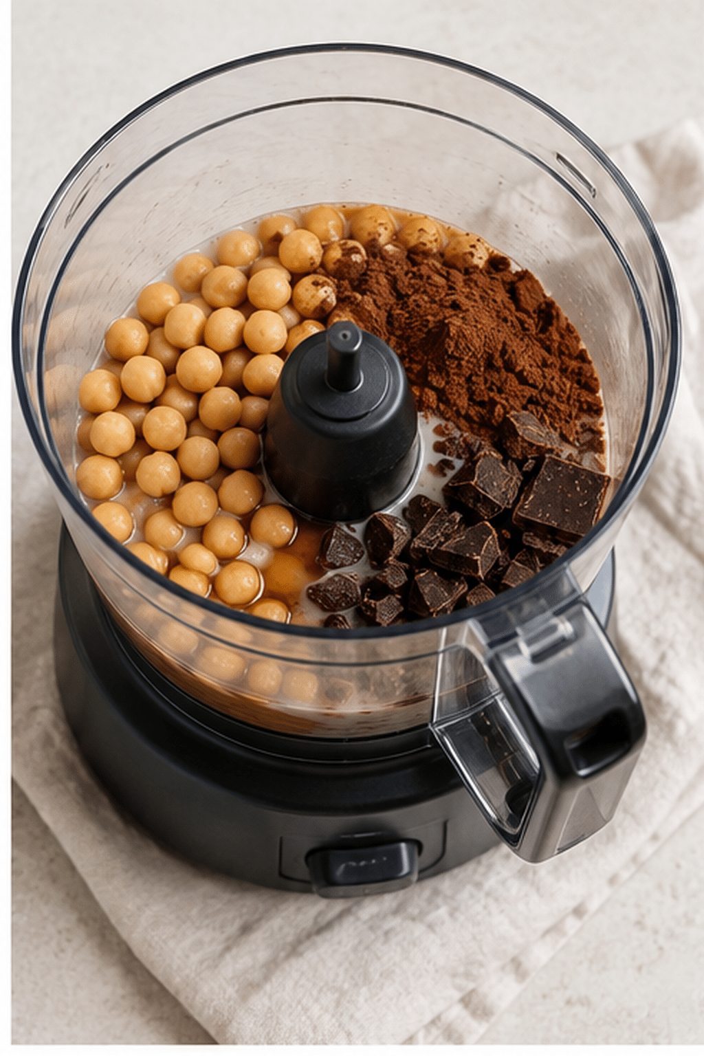 Preparing dark chocolate hummus step by step