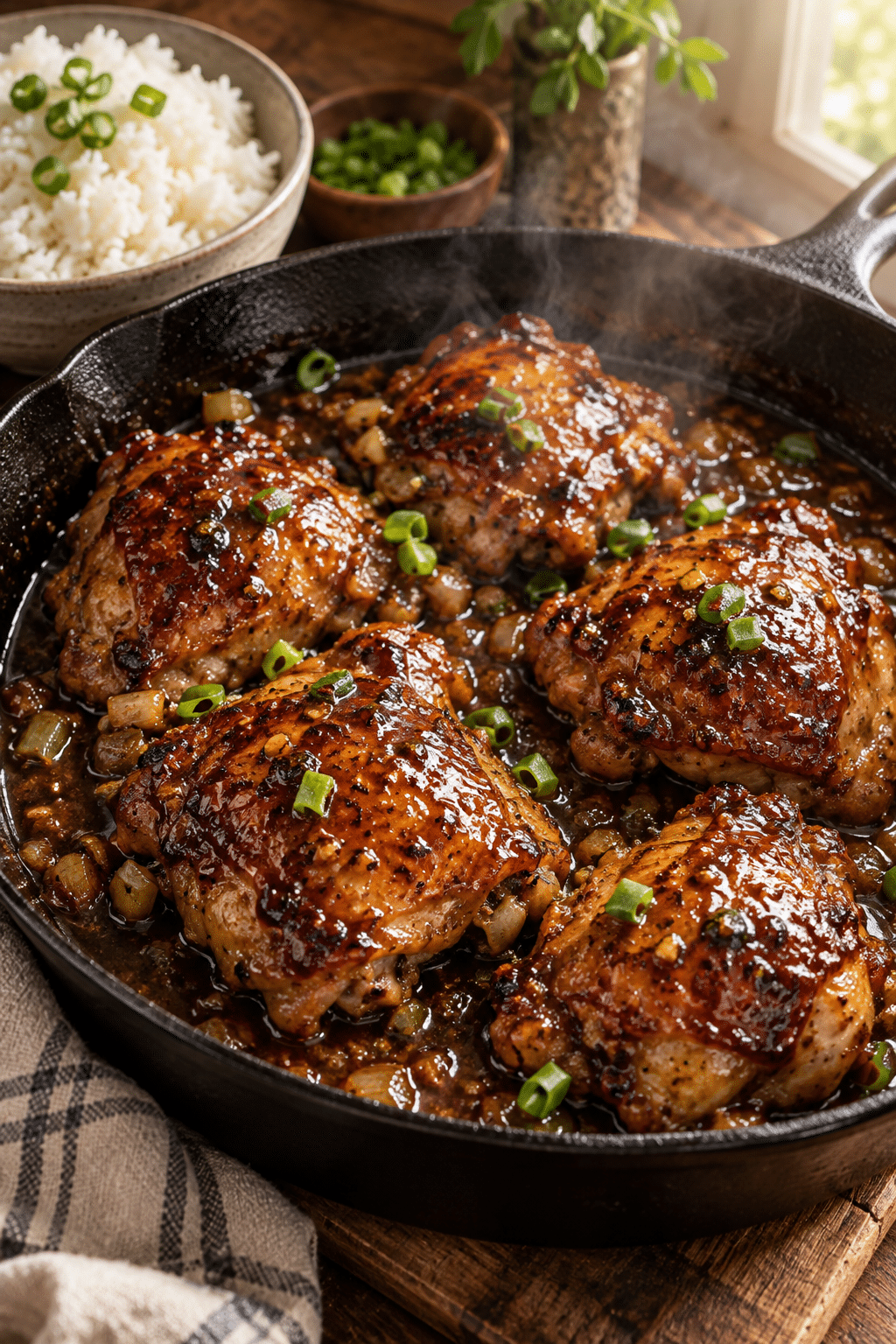 bourbon chicken preparation in progress