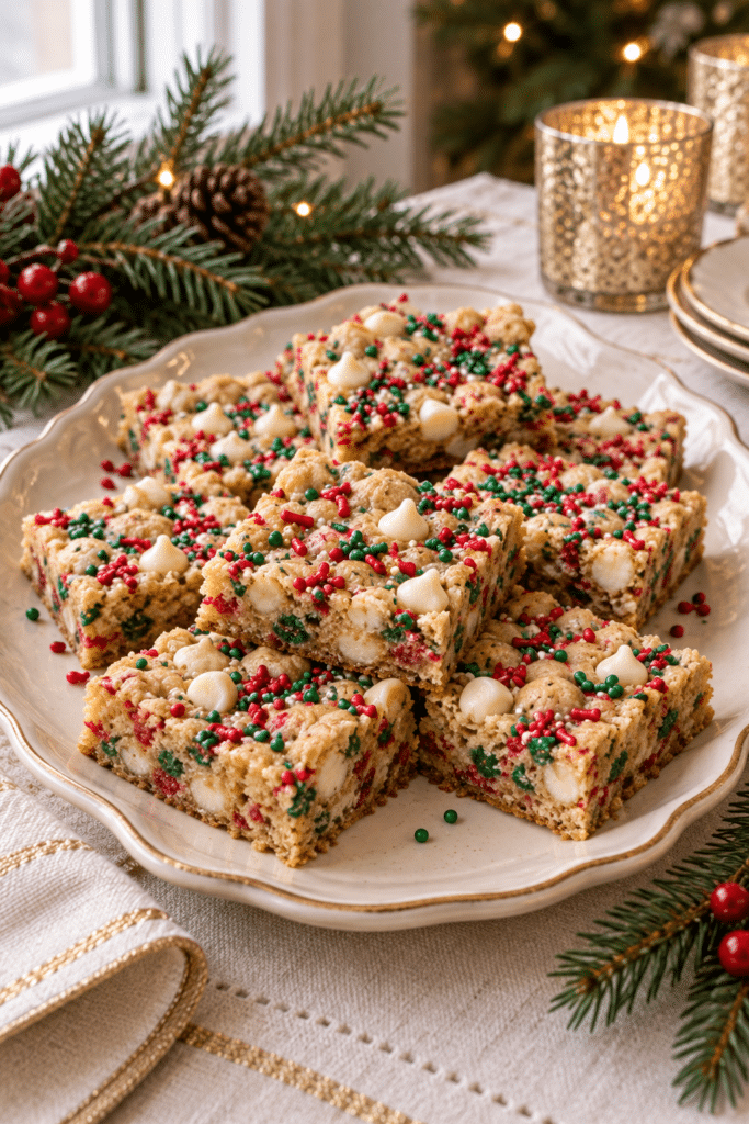 easy Christmas cookie exchange treats on a festive dessert table