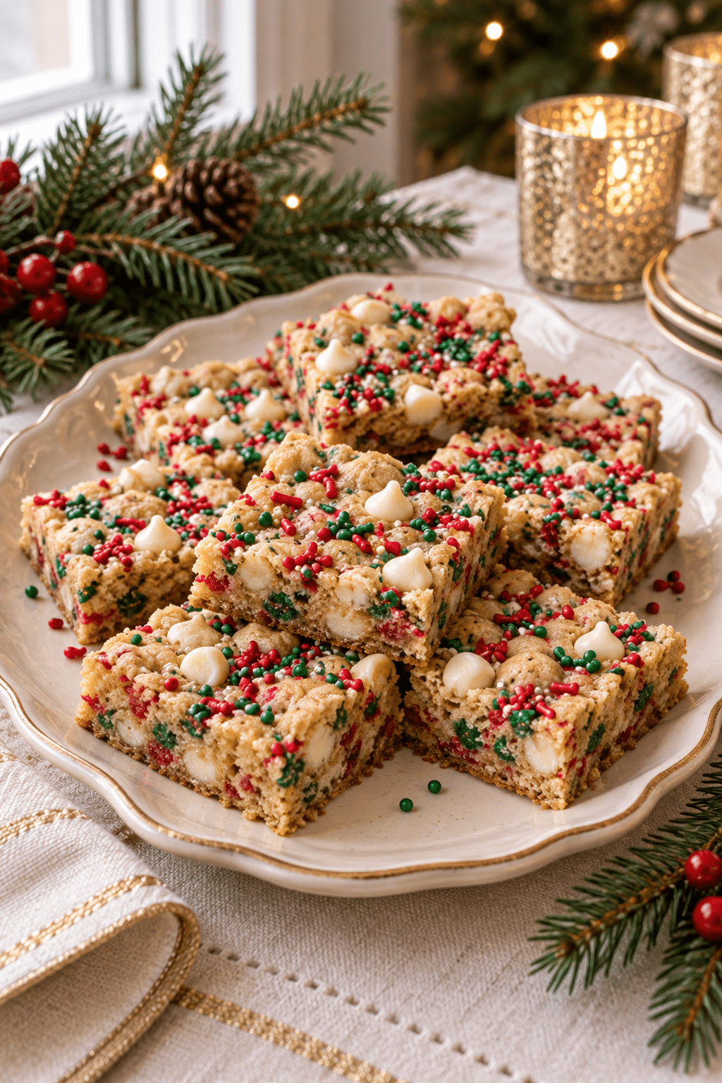 easy Christmas cookie exchange treats on a festive dessert table