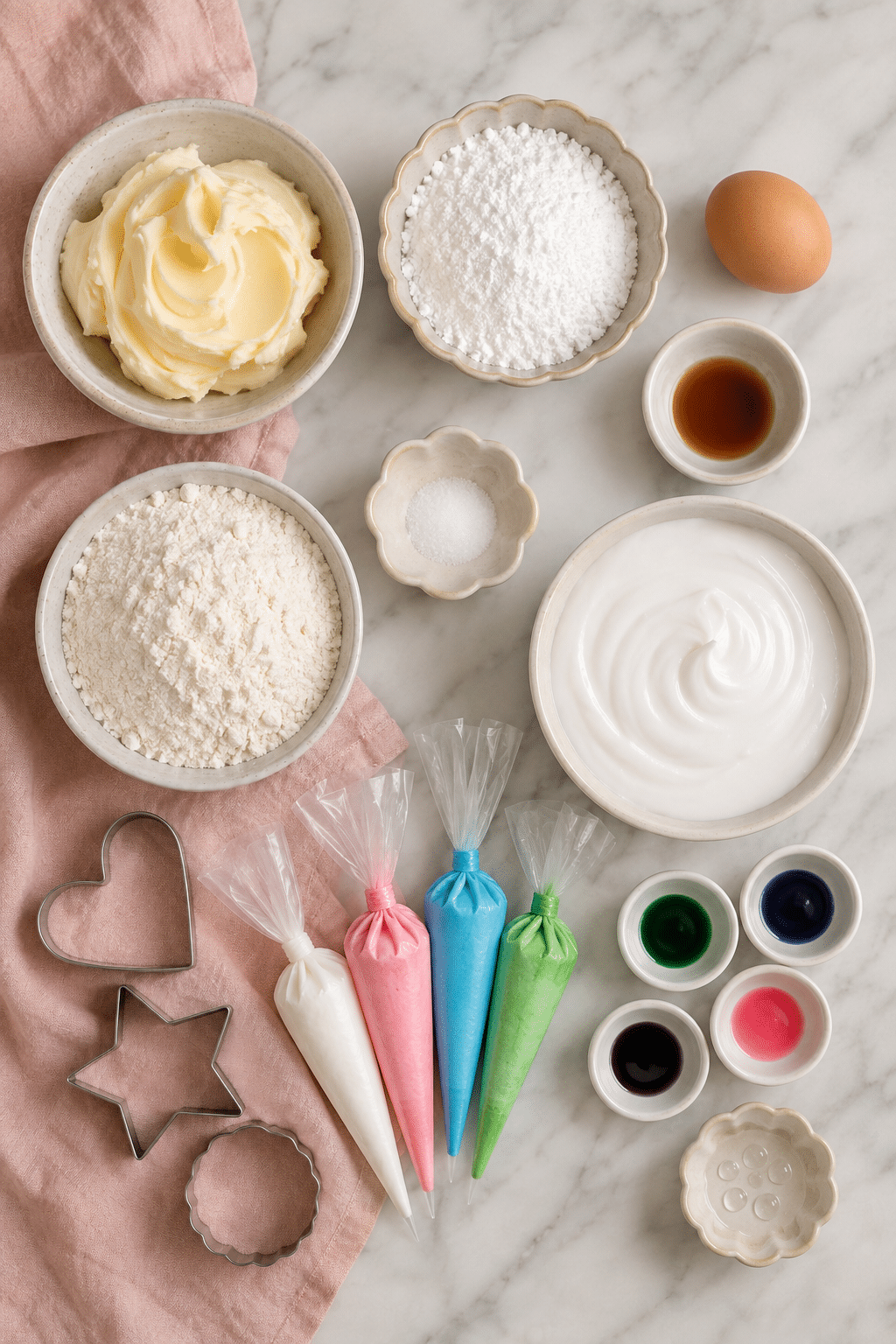Ingredients for easy decorated sugar cookies
