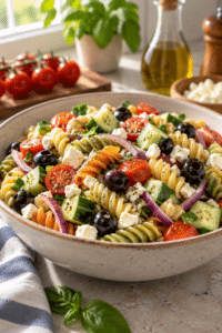easy Italian pasta salad finished dish
