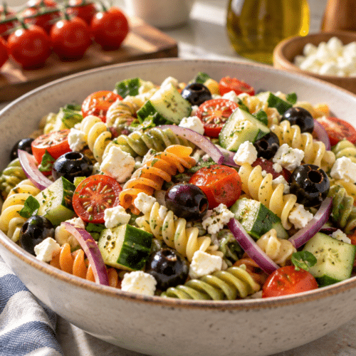 easy Italian pasta salad finished dish