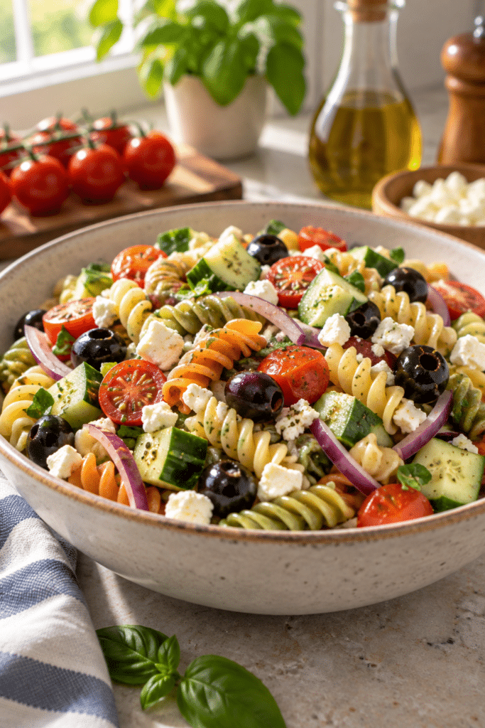 easy Italian pasta salad finished dish