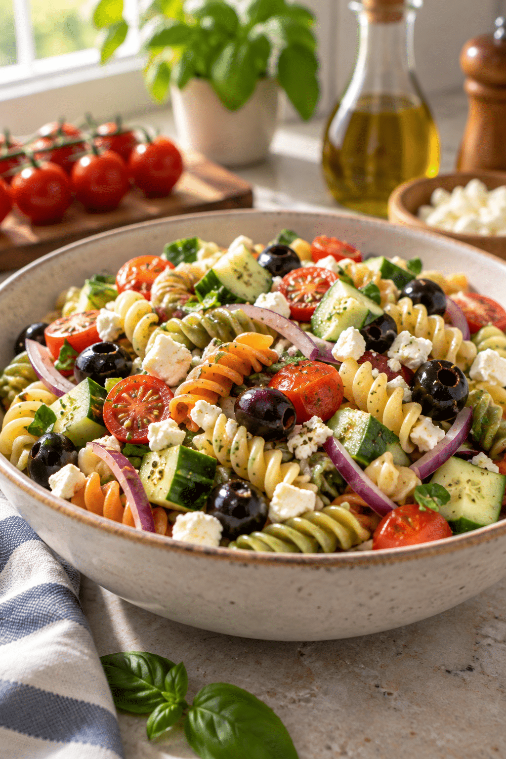 easy Italian pasta salad finished dish