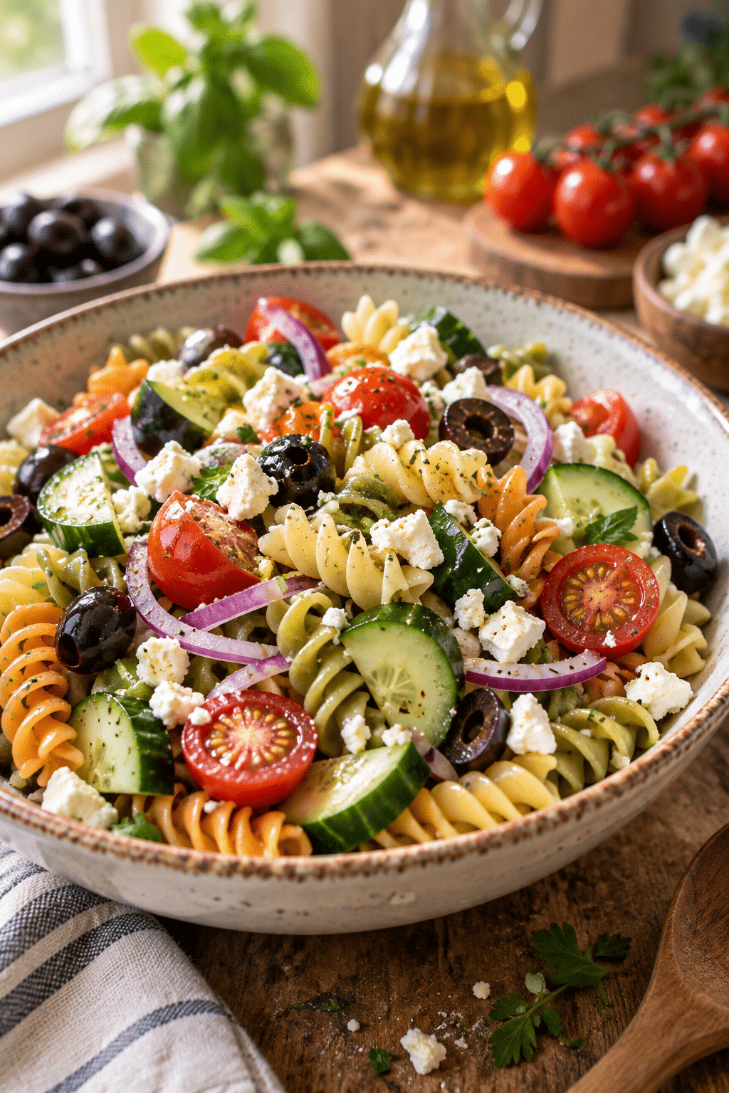 Ingredients for easy Italian pasta salad