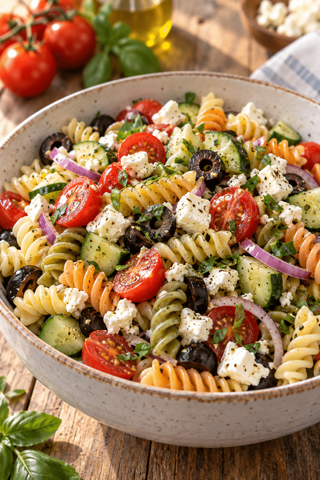 Making easy Italian pasta salad