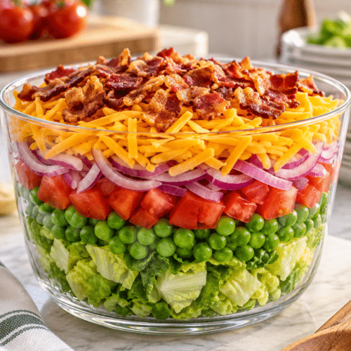 easy layered salad finished dish