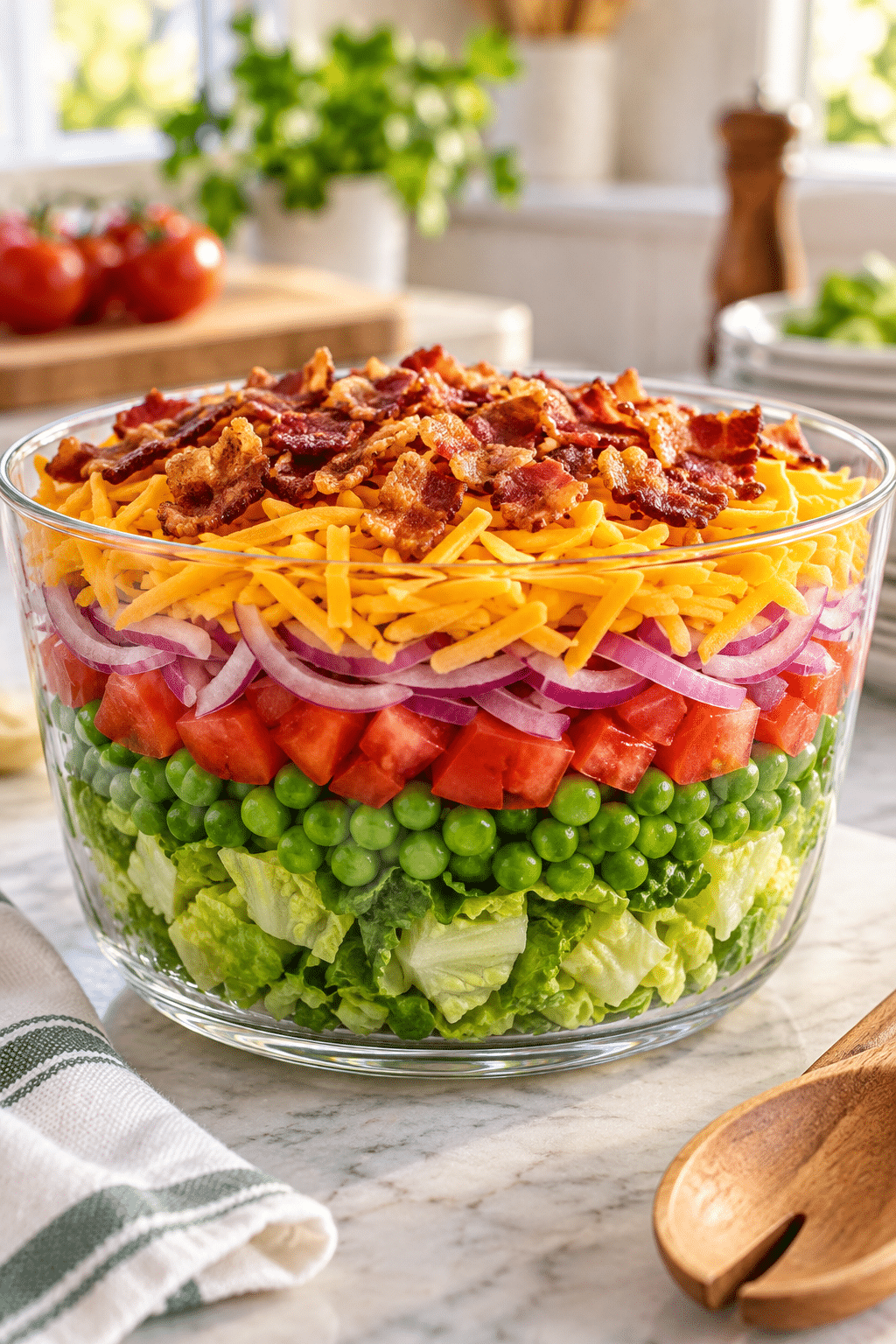 easy layered salad finished dish