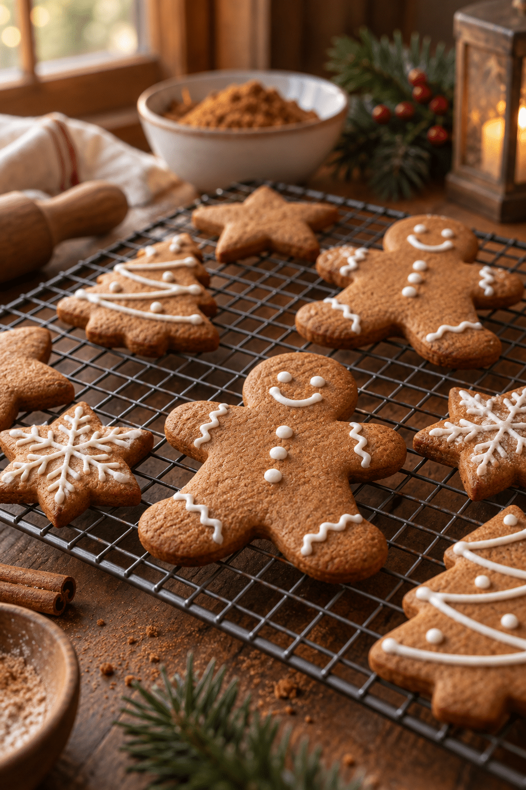 iced gingerbread cookies ready to serve
