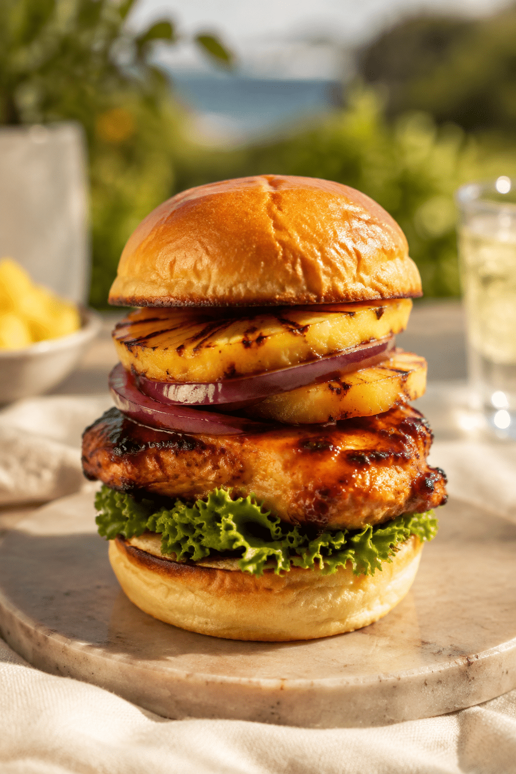 grilled hawaiian chicken sandwiches finished and ready to serve