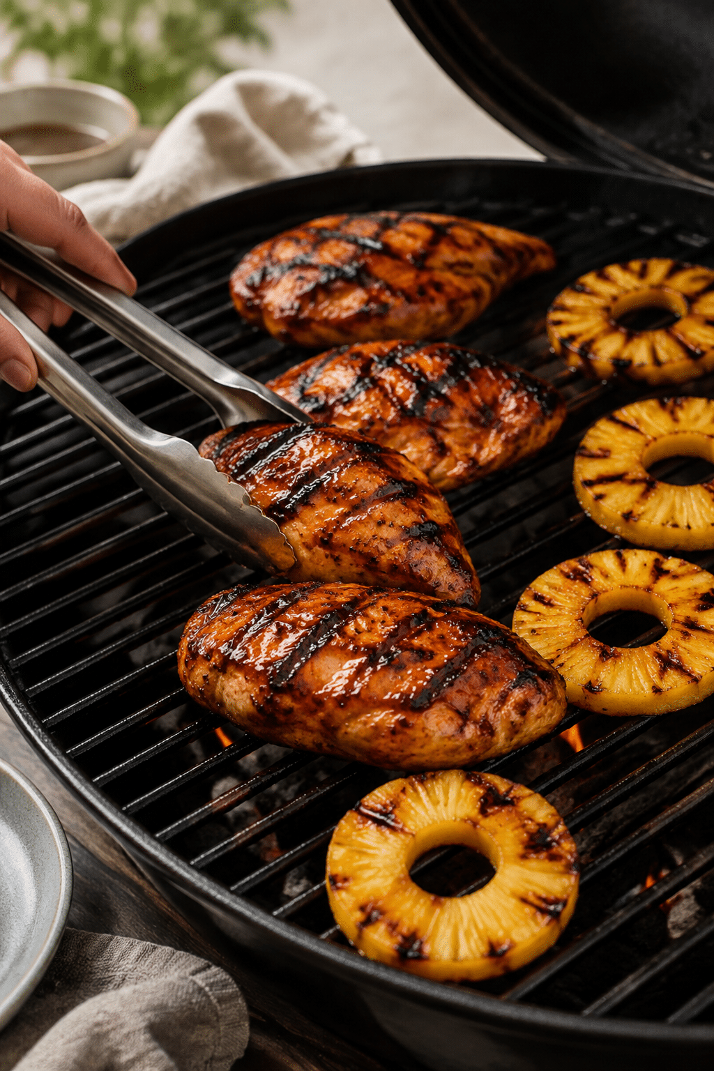Preparing grilled hawaiian chicken sandwiches step by step