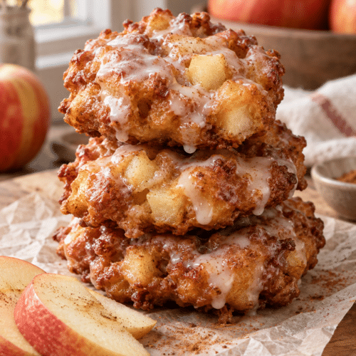 Glazed homemade apple fritters