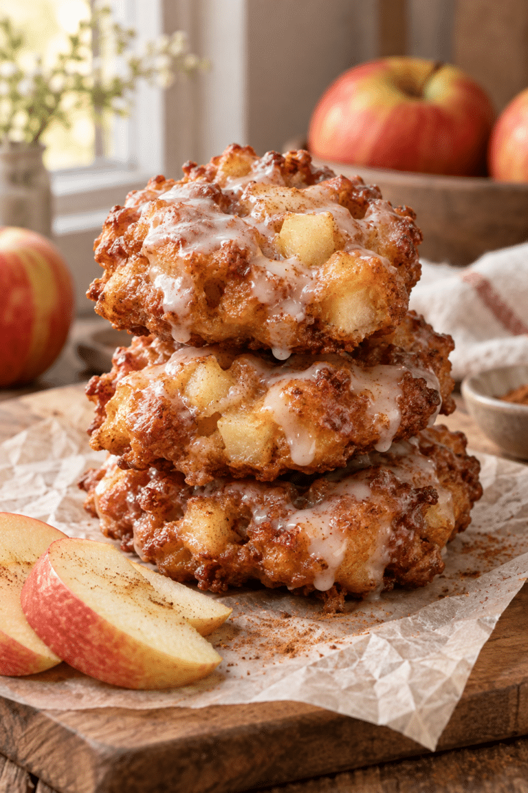 Glazed homemade apple fritters