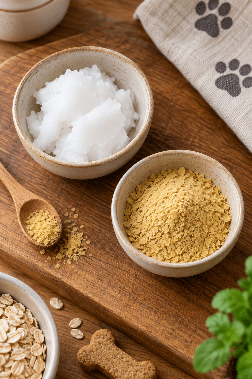 Coconut oil and brewer's yeast for homemade flea prevention dog treats