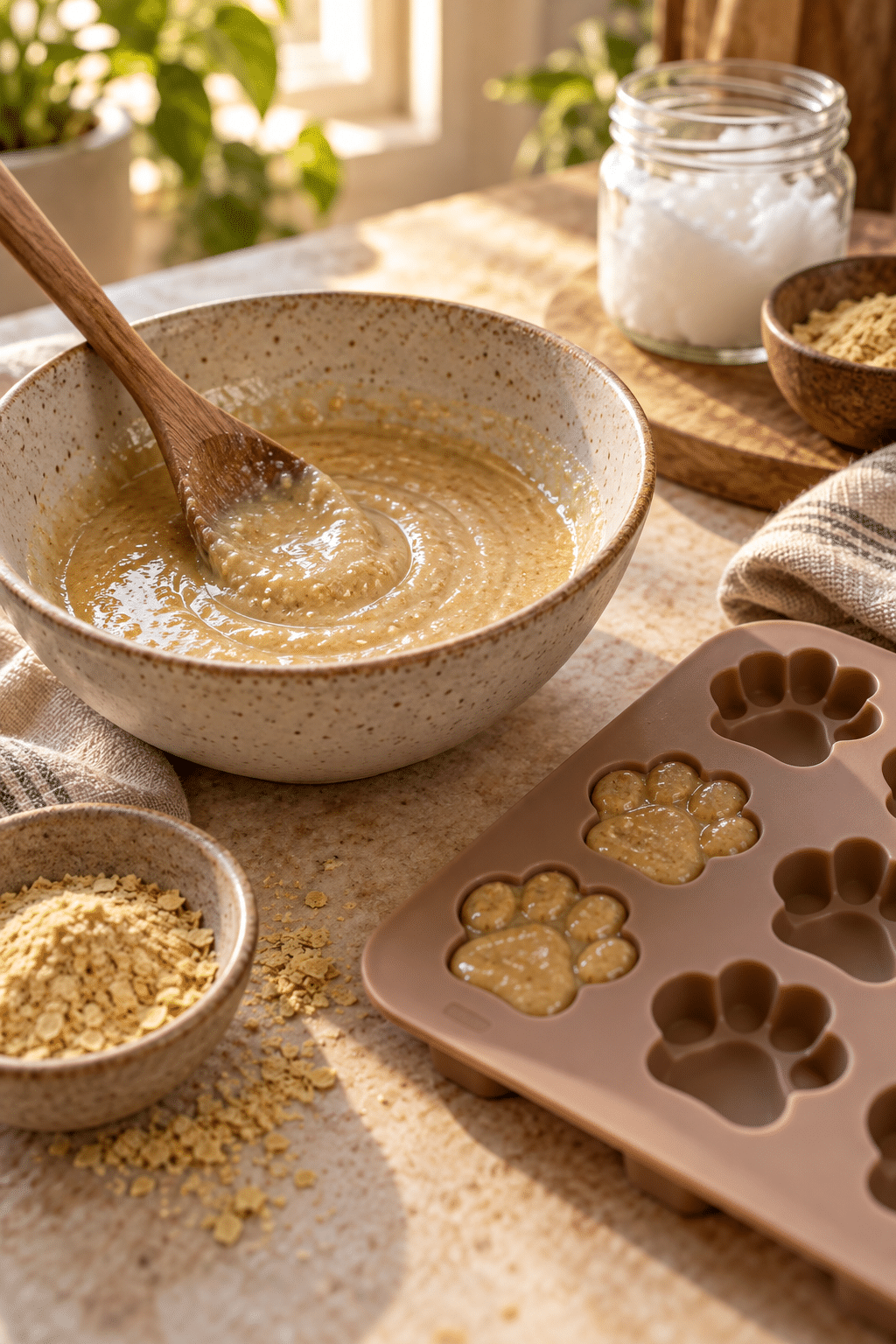 Mixing coconut oil and brewer's yeast for homemade dog treats