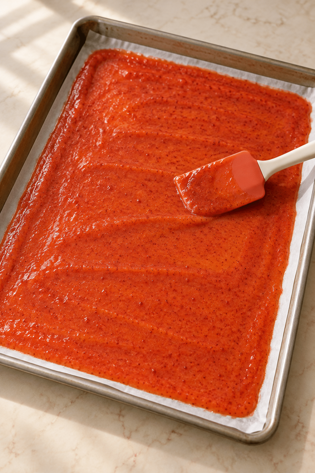 strawberry mango puree spread for homemade fruit roll ups