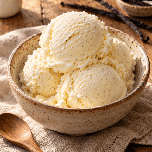 homemade ice cream in a bowl