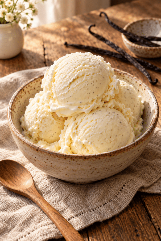 homemade ice cream in a bowl