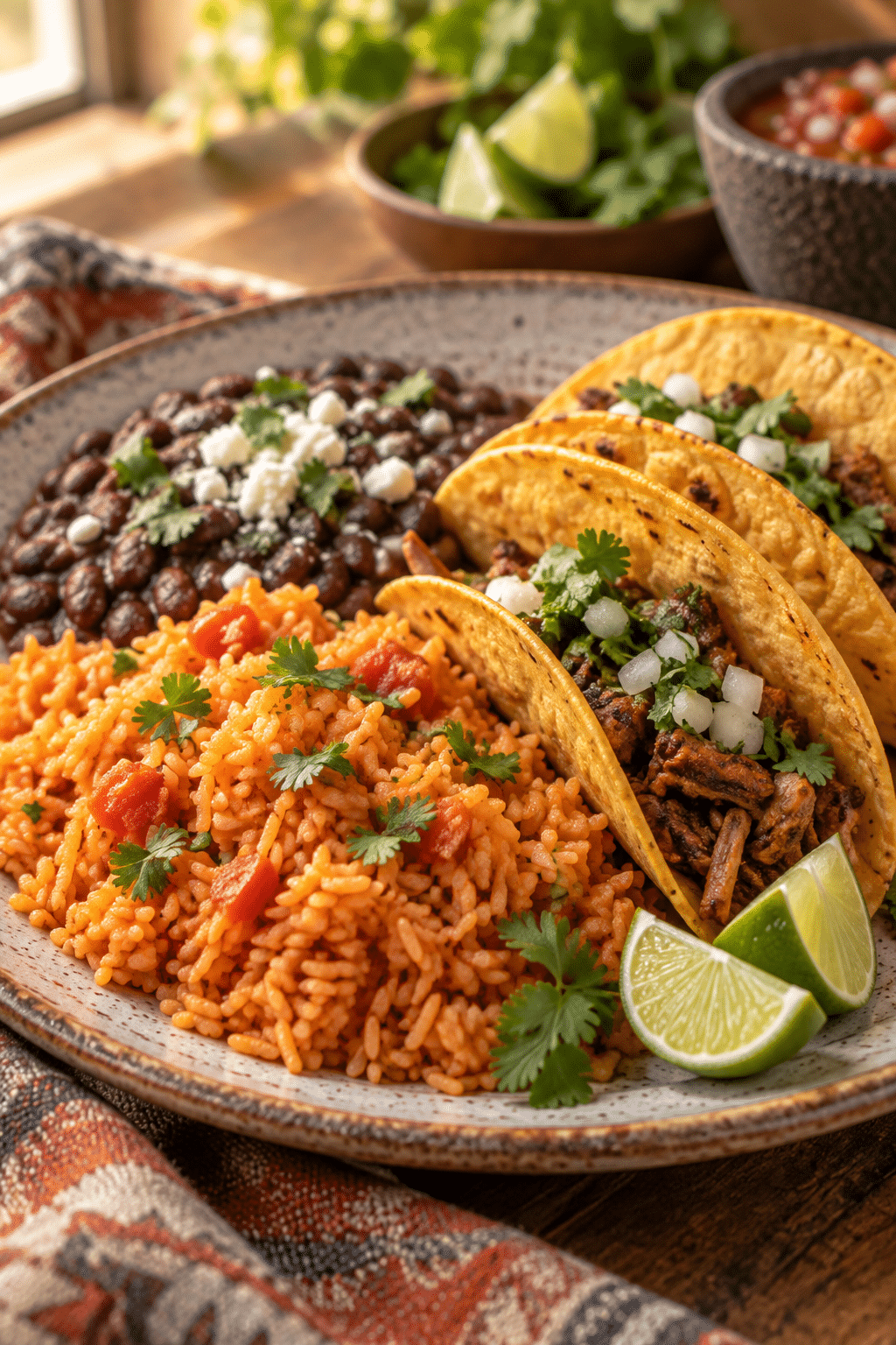 fluffy Instant Pot Mexican rice served with lime