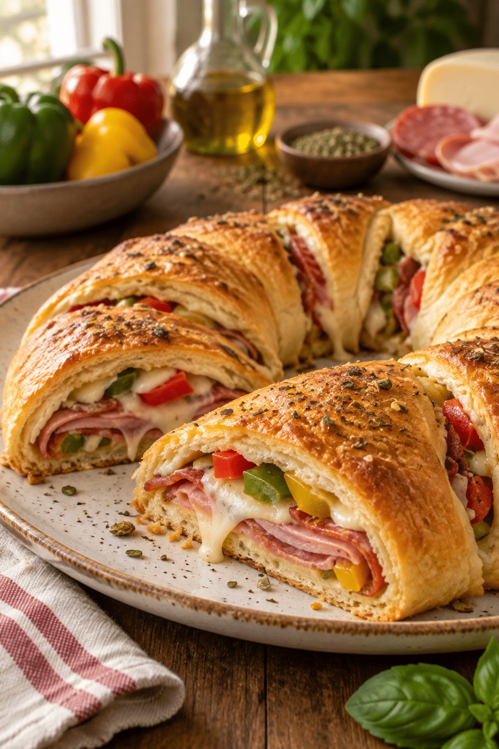 Italian crescent roll sandwich bake